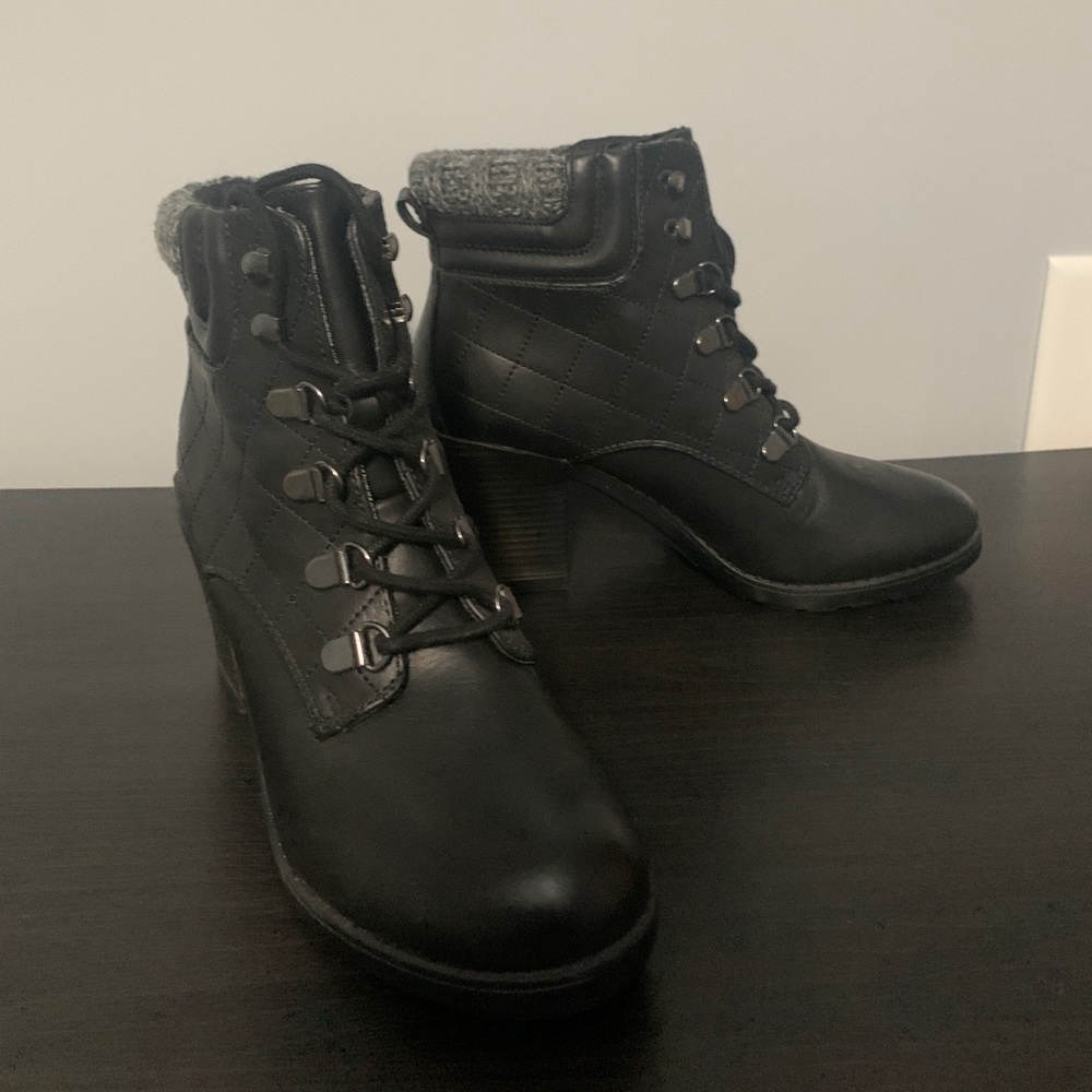 black lace up booties